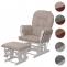 Relaxsessel HWC-C76, Schaukelstuhl Schwingstuhl mit Hocker Stoff Chenille (465g/m) ko-Tex ~ creme, Gestell wei