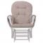 Relaxsessel HWC-C76, Schaukelstuhl Schwingstuhl mit Hocker Stoff Chenille (465g/m) ko-Tex ~ creme, Gestell wei