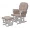 Relaxsessel HWC-C76, Schaukelstuhl Schwingstuhl mit Hocker Stoff Chenille (465g/m) ko-Tex ~ creme, Gestell wei
