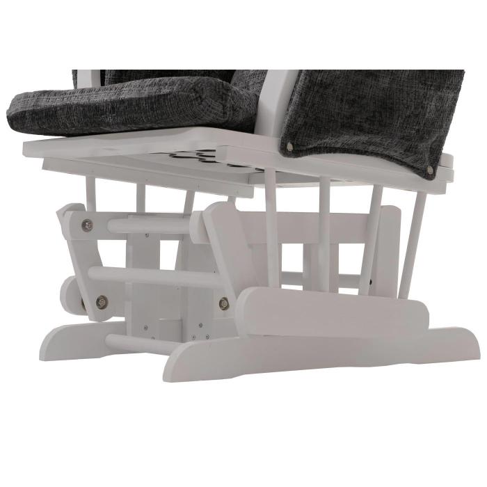 Relaxsessel HWC-C76, Schaukelstuhl Schwingstuhl mit Hocker Stoff Chenille (465g/m) ko-Tex ~ dunkelgrau, Gestell wei
