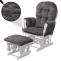 Relaxsessel HWC-C76, Schaukelstuhl Schwingstuhl mit Hocker Stoff Chenille (465g/m) ko-Tex ~ dunkelgrau, Gestell wei