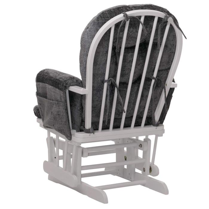 Relaxsessel HWC-C76, Schaukelstuhl Schwingstuhl mit Hocker Stoff Chenille (465g/m) ko-Tex ~ dunkelgrau, Gestell wei