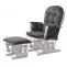 Relaxsessel HWC-C76, Schaukelstuhl Schwingstuhl mit Hocker Stoff Chenille (465g/m) ko-Tex ~ dunkelgrau, Gestell wei