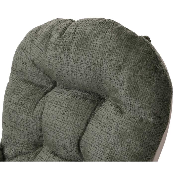 Relaxsessel HWC-C76, Schaukelstuhl Schwingstuhl mit Hocker Stoff Chenille (465g/m) ko-Tex ~ grn, Gestell wei