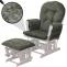 Relaxsessel HWC-C76, Schaukelstuhl Schwingstuhl mit Hocker Stoff Chenille (465g/m) ko-Tex ~ grn, Gestell wei