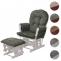 Relaxsessel HWC-C76, Schaukelstuhl Schwingstuhl mit Hocker Stoff Chenille (465g/m) ko-Tex ~ grn, Gestell wei