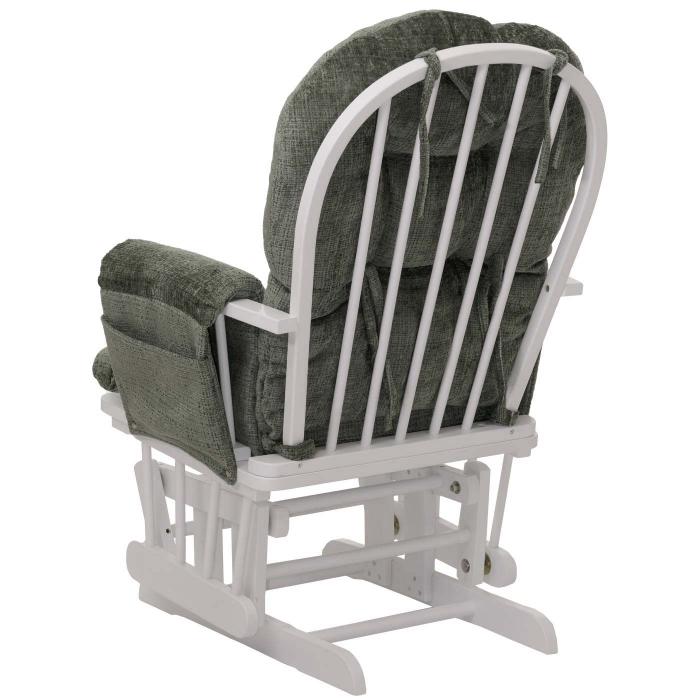 Relaxsessel HWC-C76, Schaukelstuhl Schwingstuhl mit Hocker Stoff Chenille (465g/m) ko-Tex ~ grn, Gestell wei