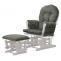 Relaxsessel HWC-C76, Schaukelstuhl Schwingstuhl mit Hocker Stoff Chenille (465g/m) ko-Tex ~ grn, Gestell wei