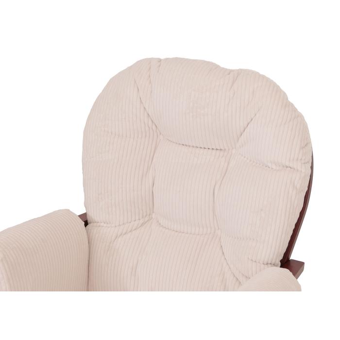 Relaxsessel HWC-C76, Schaukelstuhl Sessel Schwingstuhl mit Hocker Stoff Cord 320g/m ko-Tex ~ creme Gestell dunkel