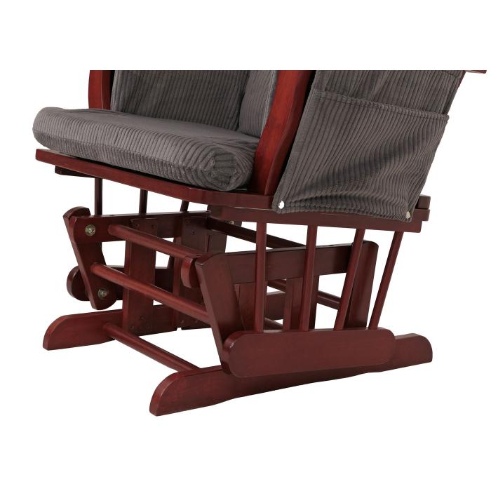 Relaxsessel HWC-C76, Schaukelstuhl Sessel Schwingstuhl mit Hocker Stoff Cord 320g/m ko-Tex ~ dunkelgrau Gestell dunkel