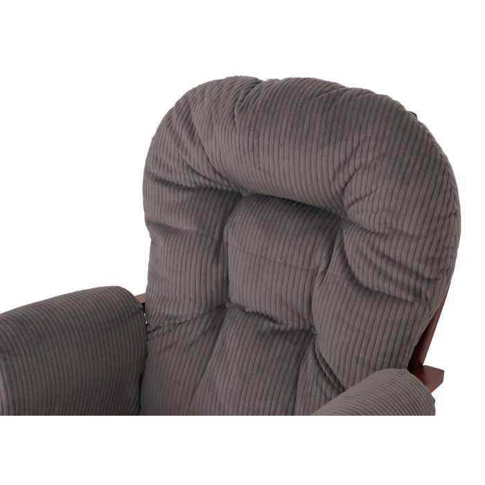 Relaxsessel HWC-C76, Schaukelstuhl Sessel Schwingstuhl mit Hocker Stoff Cord 320g/m ko-Tex ~ dunkelgrau Gestell dunkel