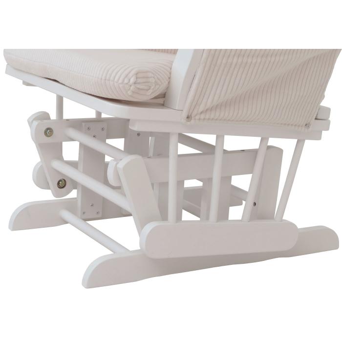 Relaxsessel HWC-C76, Schaukelstuhl Sessel Schwingstuhl mit Hocker Stoff Cord 320g/m ko-Tex ~ creme Gestell wei