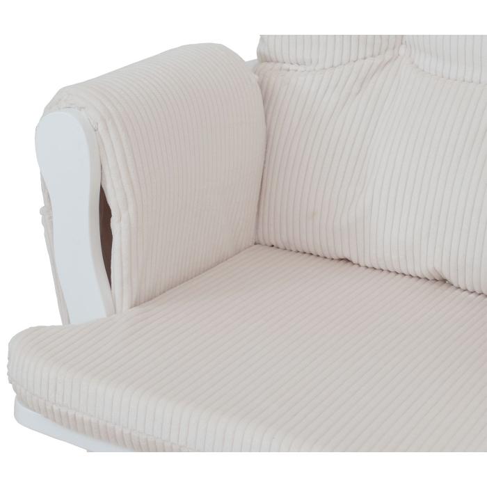 Relaxsessel HWC-C76, Schaukelstuhl Sessel Schwingstuhl mit Hocker Stoff Cord 320g/m ko-Tex ~ creme Gestell wei