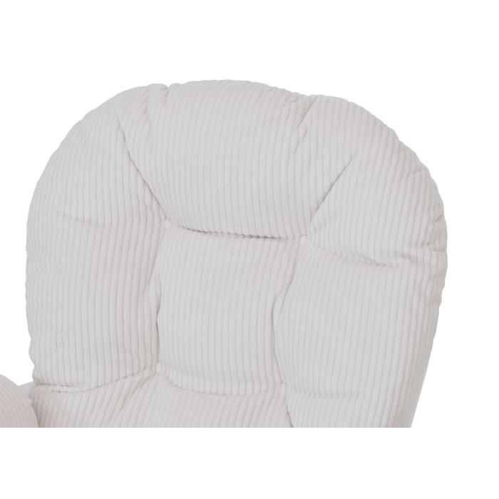 Relaxsessel HWC-C76, Schaukelstuhl Sessel Schwingstuhl mit Hocker Stoff Cord 320g/m ko-Tex ~ creme Gestell wei