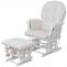 Relaxsessel HWC-C76, Schaukelstuhl Sessel Schwingstuhl mit Hocker Stoff Cord 320g/m ko-Tex ~ creme Gestell wei