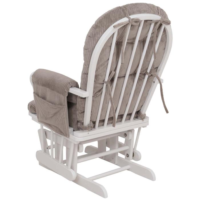Relaxsessel HWC-C76, Schaukelstuhl Sessel Schwingstuhl mit Hocker Stoff Cord 320g/m ko-Tex ~ hellgrau Gestell wei