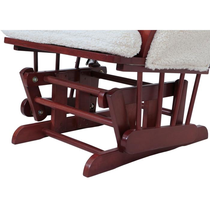 Relaxsessel HWC-C76, Schaukelstuhl Sessel Schwingstuhl + Hocker Stoff Boucl 480g/m ko-Tex ~ creme Gestell dunkel