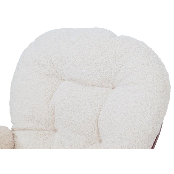 Relaxsessel HWC-C76, Schaukelstuhl Sessel Schwingstuhl + Hocker Stoff Boucl 480g/m ko-Tex ~ creme Gestell dunkel