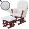 Relaxsessel HWC-C76, Schaukelstuhl Sessel Schwingstuhl + Hocker Stoff Boucl 480g/m ko-Tex ~ creme Gestell dunkel