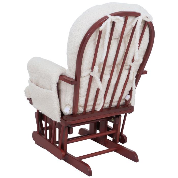 Relaxsessel HWC-C76, Schaukelstuhl Sessel Schwingstuhl + Hocker Stoff Boucl 480g/m ko-Tex ~ creme Gestell dunkel
