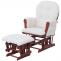 Relaxsessel HWC-C76, Schaukelstuhl Sessel Schwingstuhl + Hocker Stoff Boucl 480g/m ko-Tex ~ creme Gestell dunkel