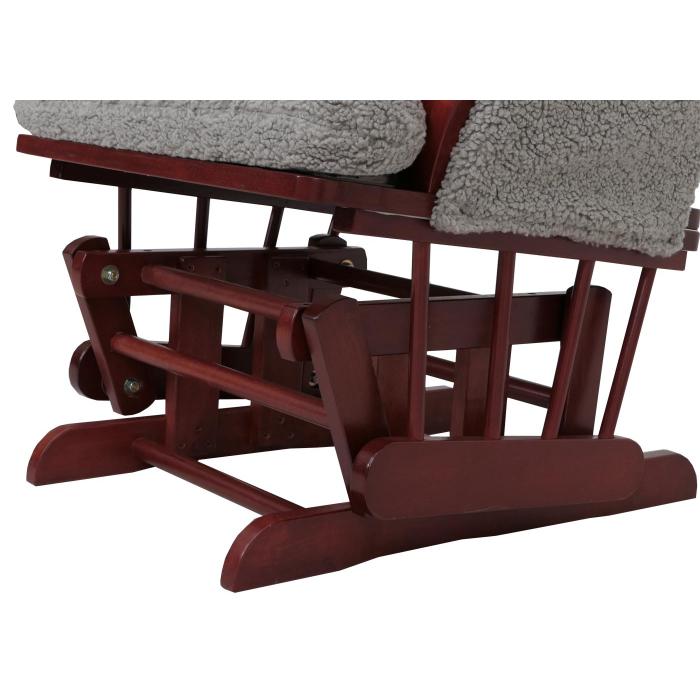 Relaxsessel HWC-C76, Schaukelstuhl Sessel Schwingstuhl + Hocker Stoff Boucl 480g/m ko-Tex ~ grau Gestell dunkel