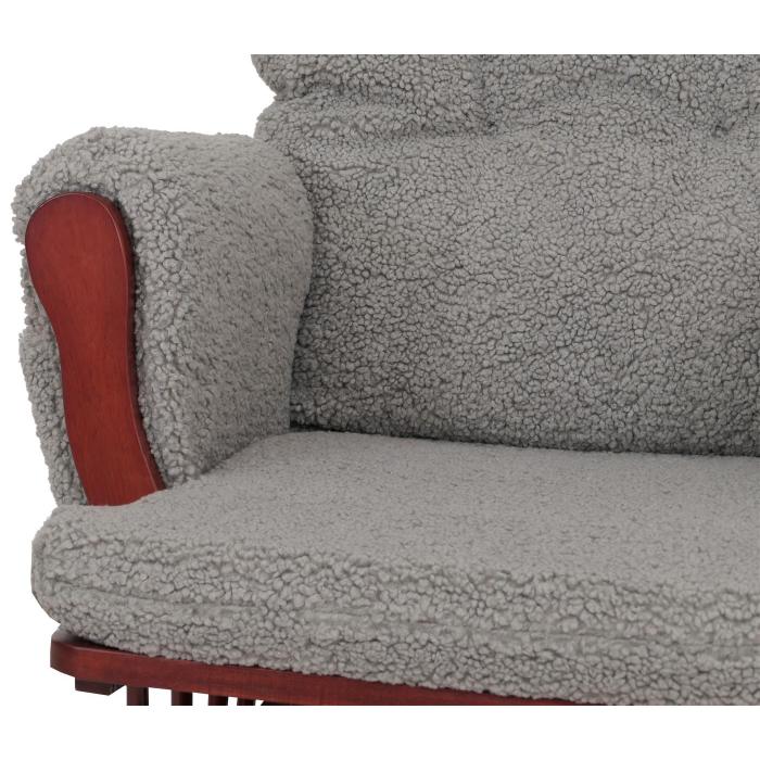 Relaxsessel HWC-C76, Schaukelstuhl Sessel Schwingstuhl + Hocker Stoff Boucl 480g/m ko-Tex ~ grau Gestell dunkel