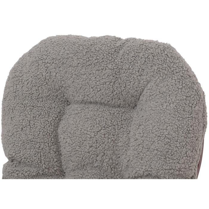 Relaxsessel HWC-C76, Schaukelstuhl Sessel Schwingstuhl + Hocker Stoff Boucl 480g/m ko-Tex ~ grau Gestell dunkel