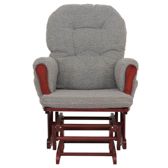 Relaxsessel HWC-C76, Schaukelstuhl Sessel Schwingstuhl + Hocker Stoff Boucl 480g/m ko-Tex ~ grau Gestell dunkel
