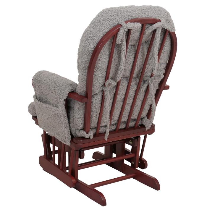 Relaxsessel HWC-C76, Schaukelstuhl Sessel Schwingstuhl + Hocker Stoff Boucl 480g/m ko-Tex ~ grau Gestell dunkel