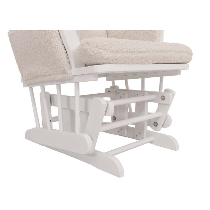 Relaxsessel HWC-C76, Schaukelstuhl Sessel Schwingstuhl + Hocker Stoff Boucl 480g/m ko-Tex ~ creme Gestell wei