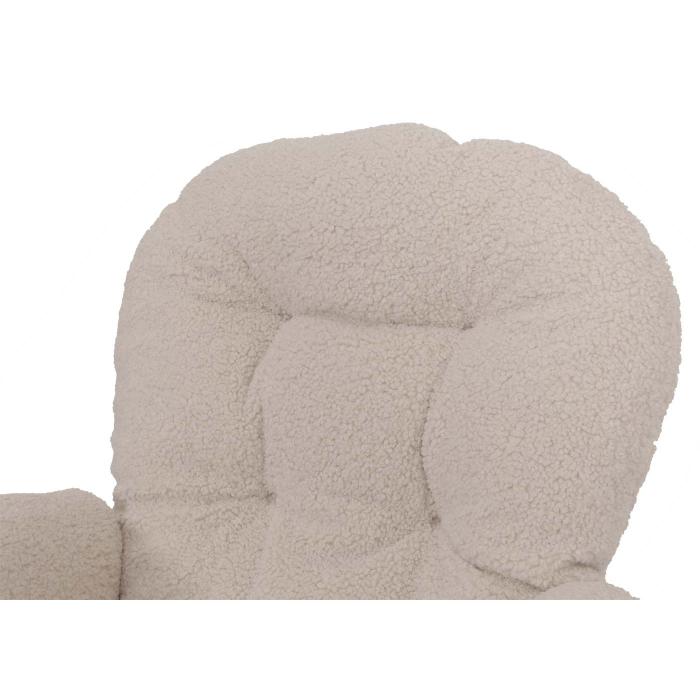 Relaxsessel HWC-C76, Schaukelstuhl Sessel Schwingstuhl + Hocker Stoff Boucl 480g/m ko-Tex ~ creme Gestell wei