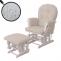 Relaxsessel HWC-C76, Schaukelstuhl Sessel Schwingstuhl + Hocker Stoff Boucl 480g/m ko-Tex ~ creme Gestell wei
