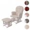 Relaxsessel HWC-C76, Schaukelstuhl Sessel Schwingstuhl + Hocker Stoff Boucl 480g/m ko-Tex ~ creme Gestell wei