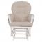 Relaxsessel HWC-C76, Schaukelstuhl Sessel Schwingstuhl + Hocker Stoff Boucl 480g/m ko-Tex ~ creme Gestell wei