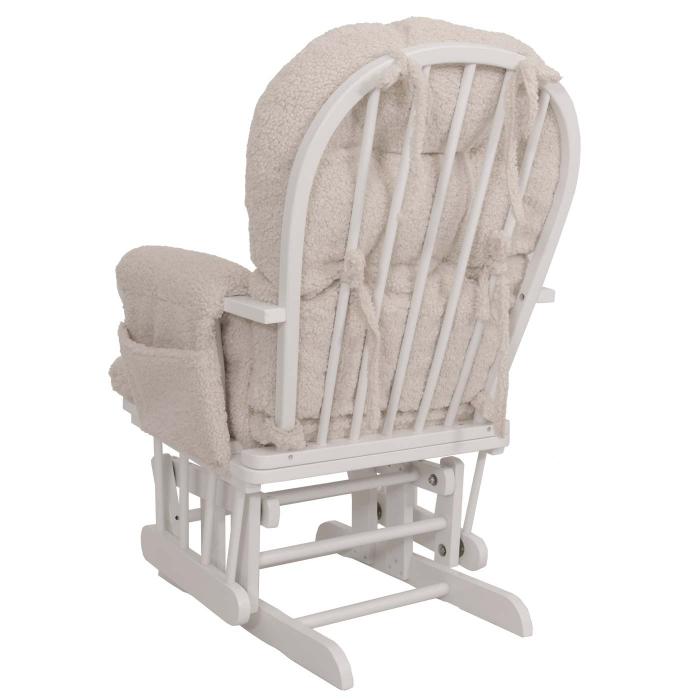 Relaxsessel HWC-C76, Schaukelstuhl Sessel Schwingstuhl + Hocker Stoff Boucl 480g/m ko-Tex ~ creme Gestell wei