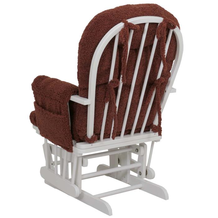 Relaxsessel HWC-C76, Schaukelstuhl Sessel Schwingstuhl + Hocker Stoff Boucl 480g/m ko-Tex ~ rostbraun Gestell wei
