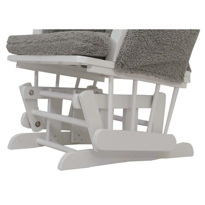 Relaxsessel HWC-C76, Schaukelstuhl Sessel Schwingstuhl + Hocker Stoff Boucl 480g/m ko-Tex ~ grau Gestell wei