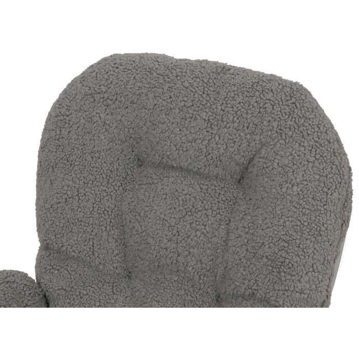 Relaxsessel HWC-C76, Schaukelstuhl Sessel Schwingstuhl + Hocker Stoff Boucl 480g/m ko-Tex ~ grau Gestell wei