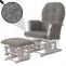 Relaxsessel HWC-C76, Schaukelstuhl Sessel Schwingstuhl + Hocker Stoff Boucl 480g/m ko-Tex ~ grau Gestell wei