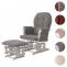 Relaxsessel HWC-C76, Schaukelstuhl Sessel Schwingstuhl + Hocker Stoff Boucl 480g/m ko-Tex ~ grau Gestell wei