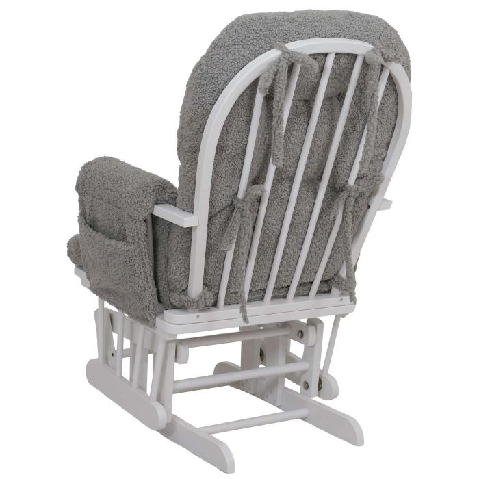 Relaxsessel HWC-C76, Schaukelstuhl Sessel Schwingstuhl + Hocker Stoff Boucl 480g/m ko-Tex ~ grau Gestell wei