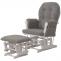 Relaxsessel HWC-C76, Schaukelstuhl Sessel Schwingstuhl + Hocker Stoff Boucl 480g/m ko-Tex ~ grau Gestell wei