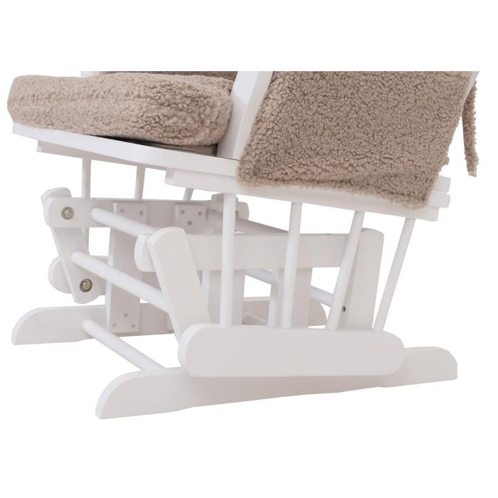 Relaxsessel HWC-C76, Schaukelstuhl Sessel Schwingstuhl + Hocker Stoff Boucl 480g/m ko-Tex ~ braun Gestell wei