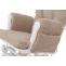 Relaxsessel HWC-C76, Schaukelstuhl Sessel Schwingstuhl + Hocker Stoff Boucl 480g/m ko-Tex ~ braun Gestell wei