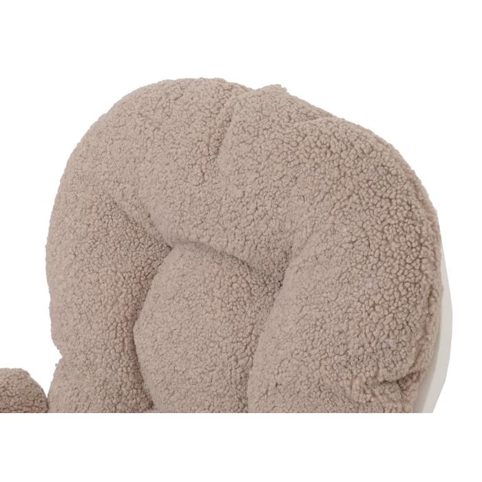 Relaxsessel HWC-C76, Schaukelstuhl Sessel Schwingstuhl + Hocker Stoff Boucl 480g/m ko-Tex ~ braun Gestell wei