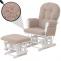 Relaxsessel HWC-C76, Schaukelstuhl Sessel Schwingstuhl + Hocker Stoff Boucl 480g/m ko-Tex ~ braun Gestell wei