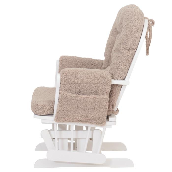 Relaxsessel HWC-C76, Schaukelstuhl Sessel Schwingstuhl + Hocker Stoff Boucl 480g/m ko-Tex ~ braun Gestell wei