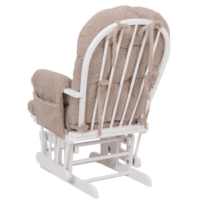 Relaxsessel HWC-C76, Schaukelstuhl Sessel Schwingstuhl + Hocker Stoff Boucl 480g/m ko-Tex ~ braun Gestell wei