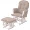 Relaxsessel HWC-C76, Schaukelstuhl Sessel Schwingstuhl + Hocker Stoff Boucl 480g/m ko-Tex ~ braun Gestell wei